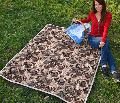 Cute Pug Pattern Print Quilt