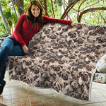Cute Pug Pattern Print Quilt