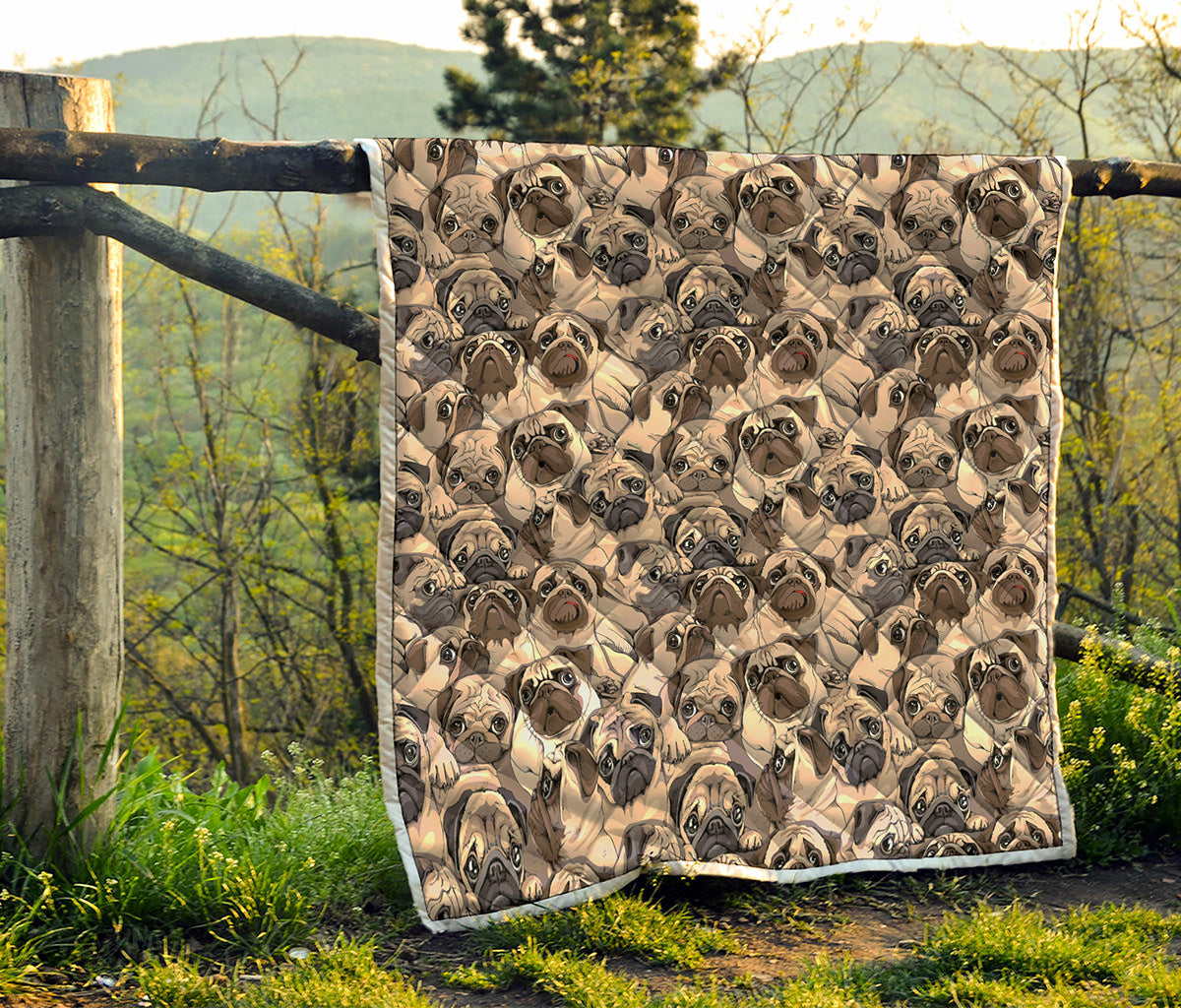 Cute Pug Pattern Print Quilt