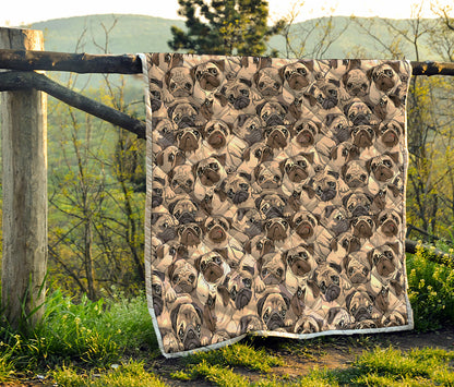 Cute Pug Pattern Print Quilt
