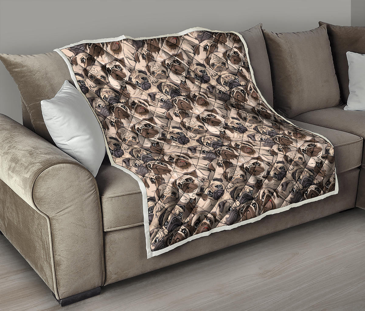 Cute Pug Pattern Print Quilt