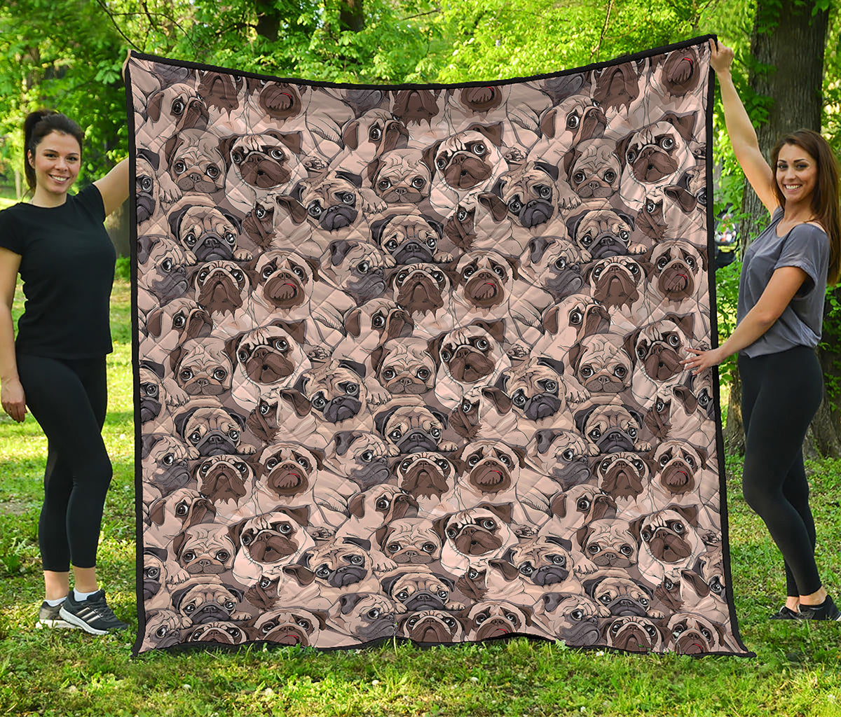 Cute Pug Pattern Print Quilt
