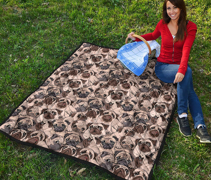 Cute Pug Pattern Print Quilt