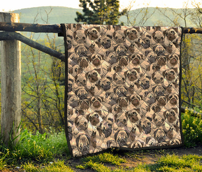 Cute Pug Pattern Print Quilt