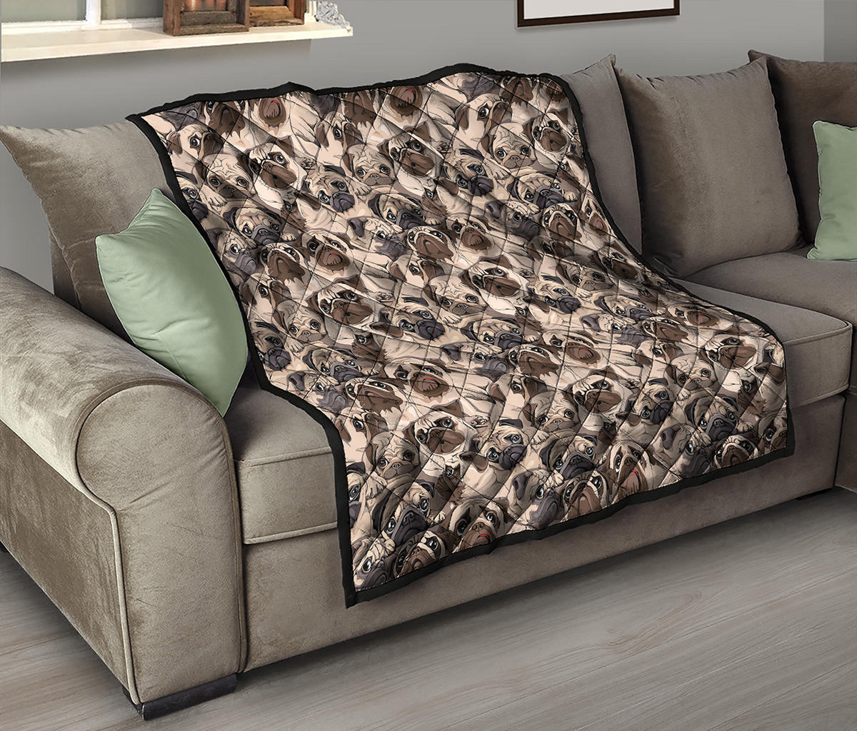 Cute Pug Pattern Print Quilt