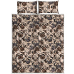 Cute Pug Pattern Print Quilt Bed Set