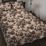Cute Pug Pattern Print Quilt Bed Set
