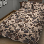 Cute Pug Pattern Print Quilt Bed Set
