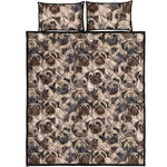 Cute Pug Pattern Print Quilt Bed Set