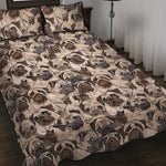 Cute Pug Pattern Print Quilt Bed Set