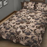 Cute Pug Pattern Print Quilt Bed Set