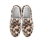 Cute Pug Pattern Print White Slip On Shoes