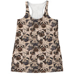 Cute Pug Pattern Print Women's Racerback Tank Top