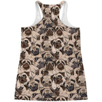 Cute Pug Pattern Print Women's Racerback Tank Top