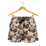 Cute Pug Pattern Print Women's Shorts