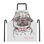 Cute Pug With Glasses Print Apron