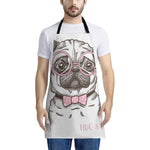 Cute Pug With Glasses Print Apron