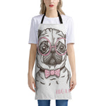 Cute Pug With Glasses Print Apron