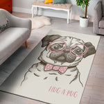 Cute Pug With Glasses Print Area Rug