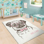 Cute Pug With Glasses Print Area Rug