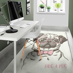 Cute Pug With Glasses Print Area Rug