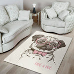Cute Pug With Glasses Print Area Rug