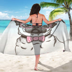 Cute Pug With Glasses Print Beach Sarong Wrap
