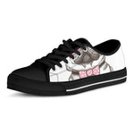 Cute Pug With Glasses Print Black Low Top Shoes 