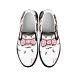 Cute Pug With Glasses Print Black Slip On Shoes