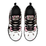 Cute Pug With Glasses Print Black Sneakers