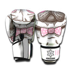 Cute Pug With Glasses Print Boxing Gloves