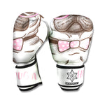 Cute Pug With Glasses Print Boxing Gloves