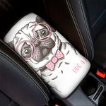 Cute Pug With Glasses Print Car Center Console Cover