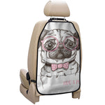 Cute Pug With Glasses Print Car Seat Organizers