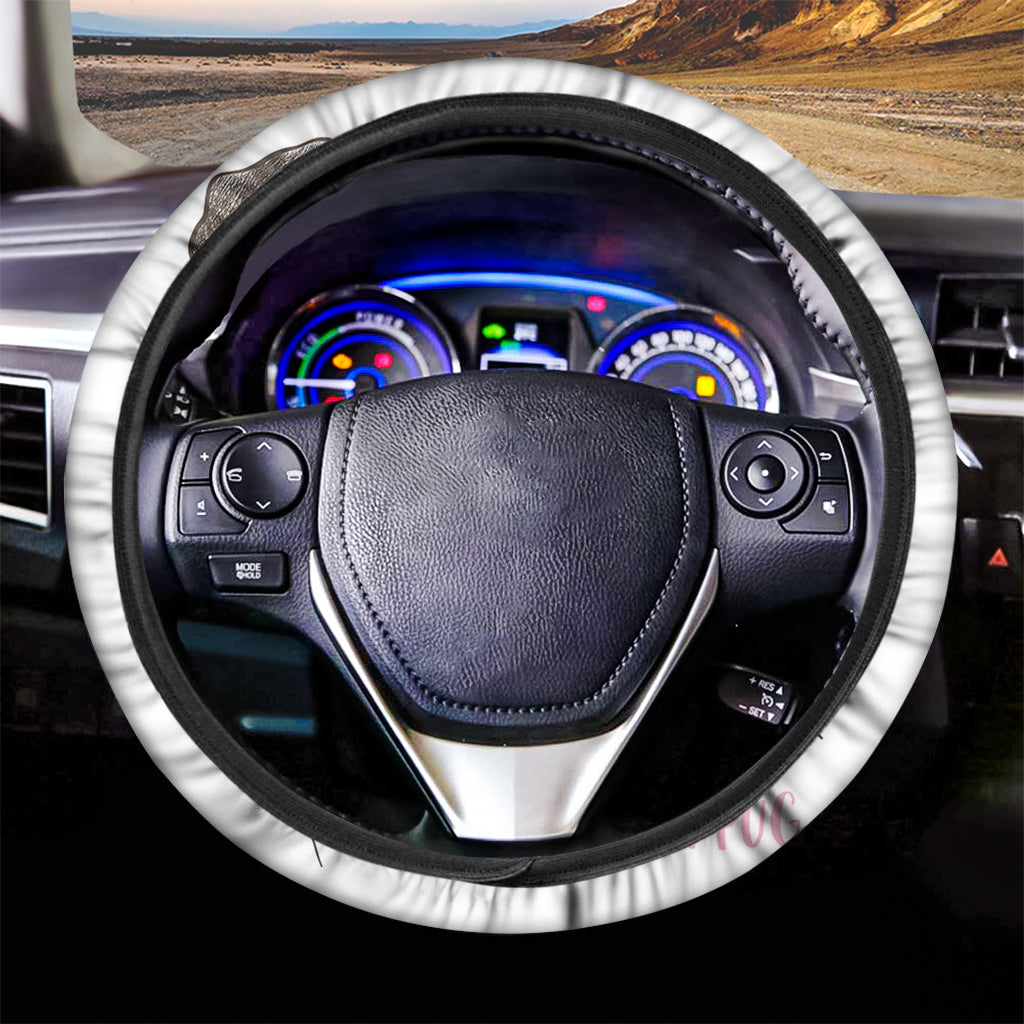 Cute Pug With Glasses Print Car Steering Wheel Cover