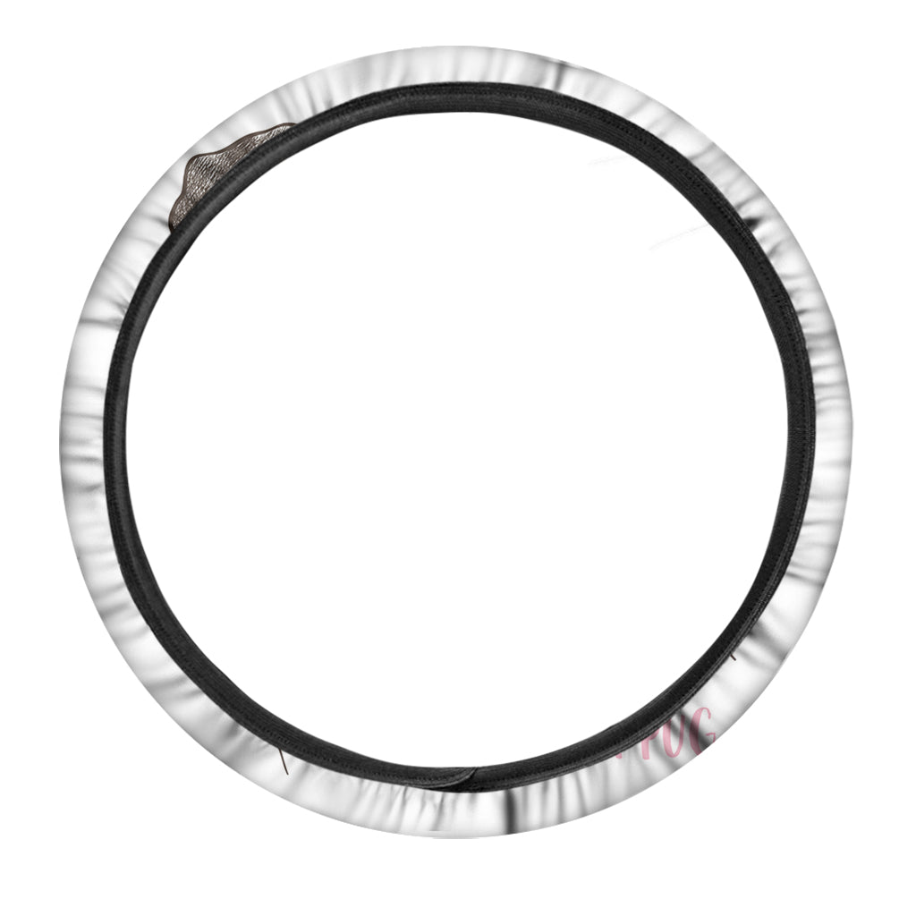 Cute Pug With Glasses Print Car Steering Wheel Cover