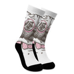 Cute Pug With Glasses Print Crew Socks