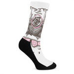 Cute Pug With Glasses Print Crew Socks