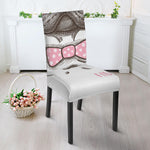 Cute Pug With Glasses Print Dining Chair Slipcover