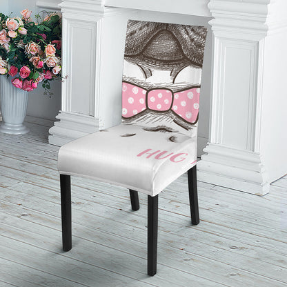 Cute Pug With Glasses Print Dining Chair Slipcover