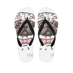 Cute Pug With Glasses Print Flip Flops
