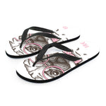 Cute Pug With Glasses Print Flip Flops