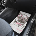 Cute Pug With Glasses Print Front and Back Car Floor Mats
