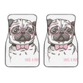 Cute Pug With Glasses Print Front Car Floor Mats