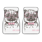 Cute Pug With Glasses Print Front Car Floor Mats
