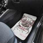 Cute Pug With Glasses Print Front Car Floor Mats