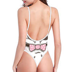 Cute Pug With Glasses Print High Cut One Piece Swimsuit