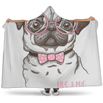 Cute Pug With Glasses Print Hooded Blanket