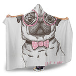 Cute Pug With Glasses Print Hooded Blanket