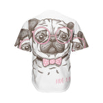 Cute Pug With Glasses Print Men's Baseball Jersey